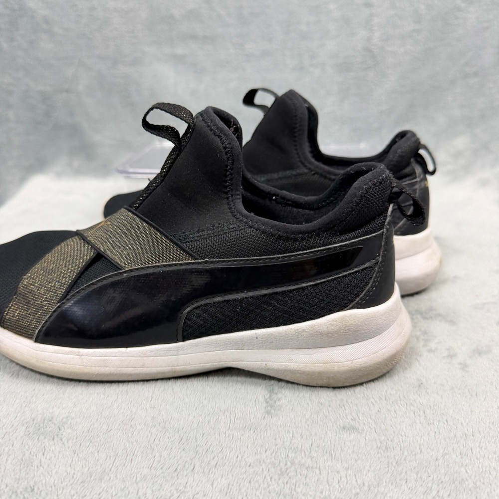 Puma Womens 8.5 Black Gold SoftFoam Slip On Sneaker 191252-02 Athleisure McBling - Picture 6 of 11